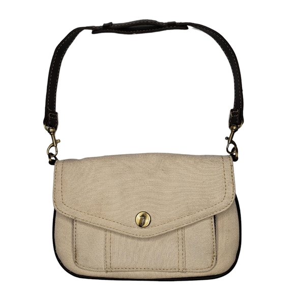 Sugar Reef Clothing Co. | Nautical Preppy Beige Canvas Mini Shoulder Bag Clutch - Picture 1 of 13